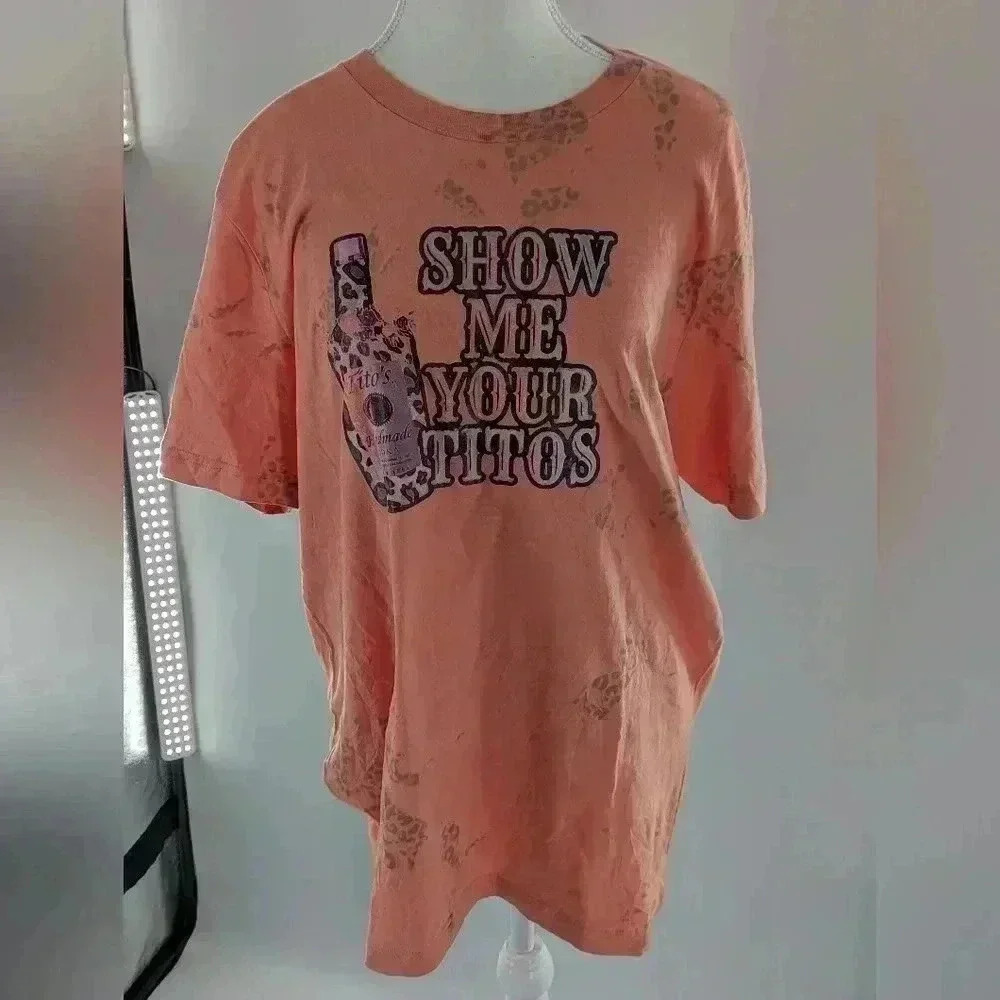 Peach Animal Printed Women's Size Large Bella Canvas "Titos" Tshirt